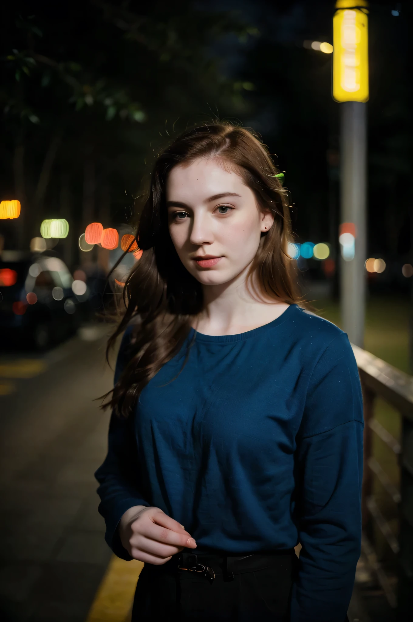 (highres:1.2, realistic, vivid colors), polaroid photo, night photo, 24-year-old beautiful woman with pale skin, bokeh, motion blur