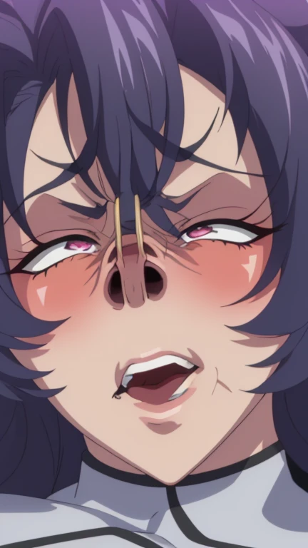 1girl, rice shower \(umamusume\), small breasts, saliva, ecstasy, torogao, hair over one eye, narrowed eyes, messy hair, tongue out, close-up, steam, visible air, sweat, cinematic angle, (face focus), looking at viewer, close-up, cum on hair, cum on tongue, bukkake, masterpiece, (heart), (sound effect), NSFW, explicit