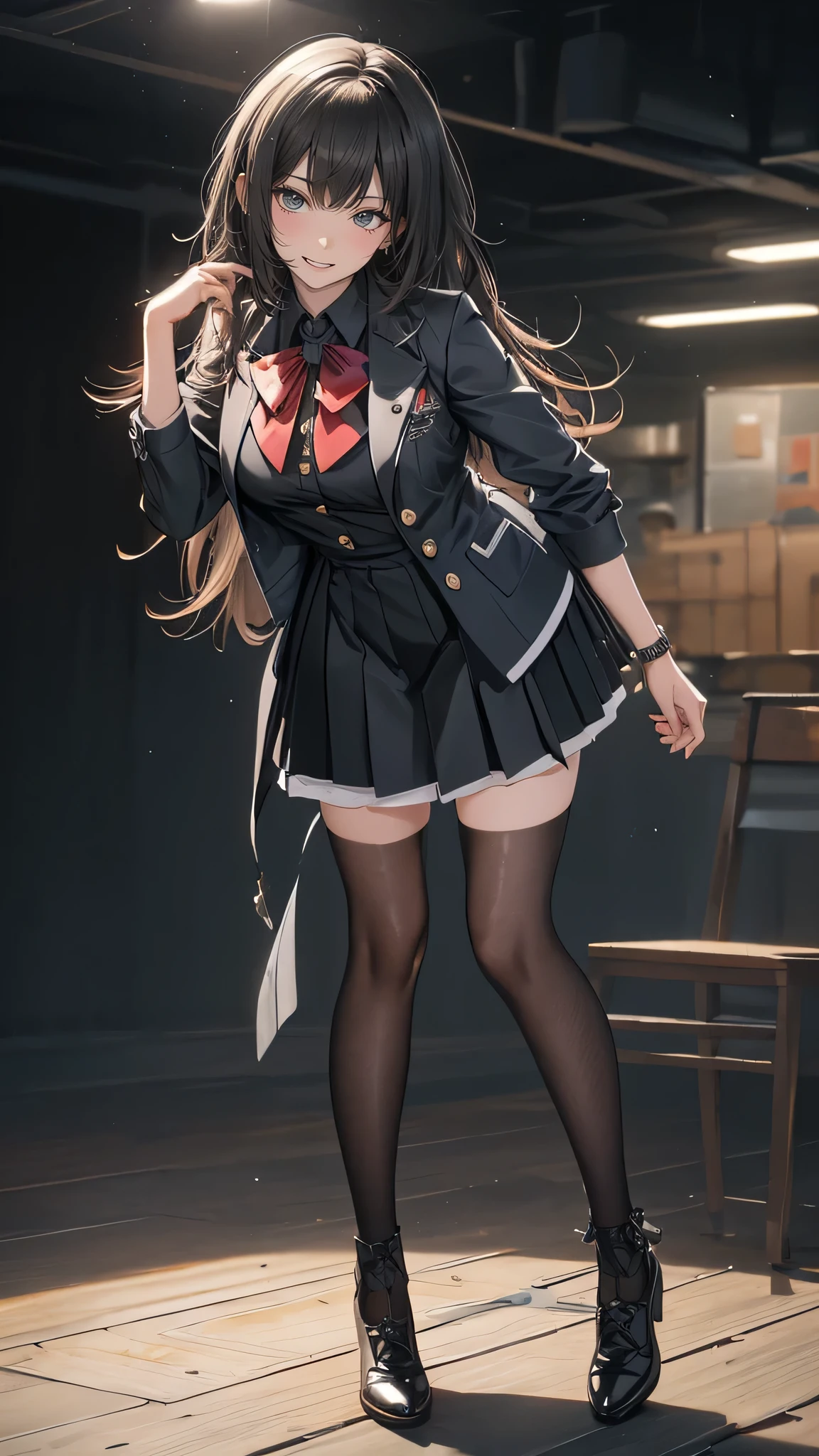 full body,high school girl,(leaning forward:1.2),(random hairstyle),(Highest image quality,(8K), Ultra-realistic, Best Quality, High quality, High Definition, high quality texture, high detailing, Beautiful detailed, fine detailed, extremely details CG, Detailed texture, realistic representation of face, masterpiece, presence)