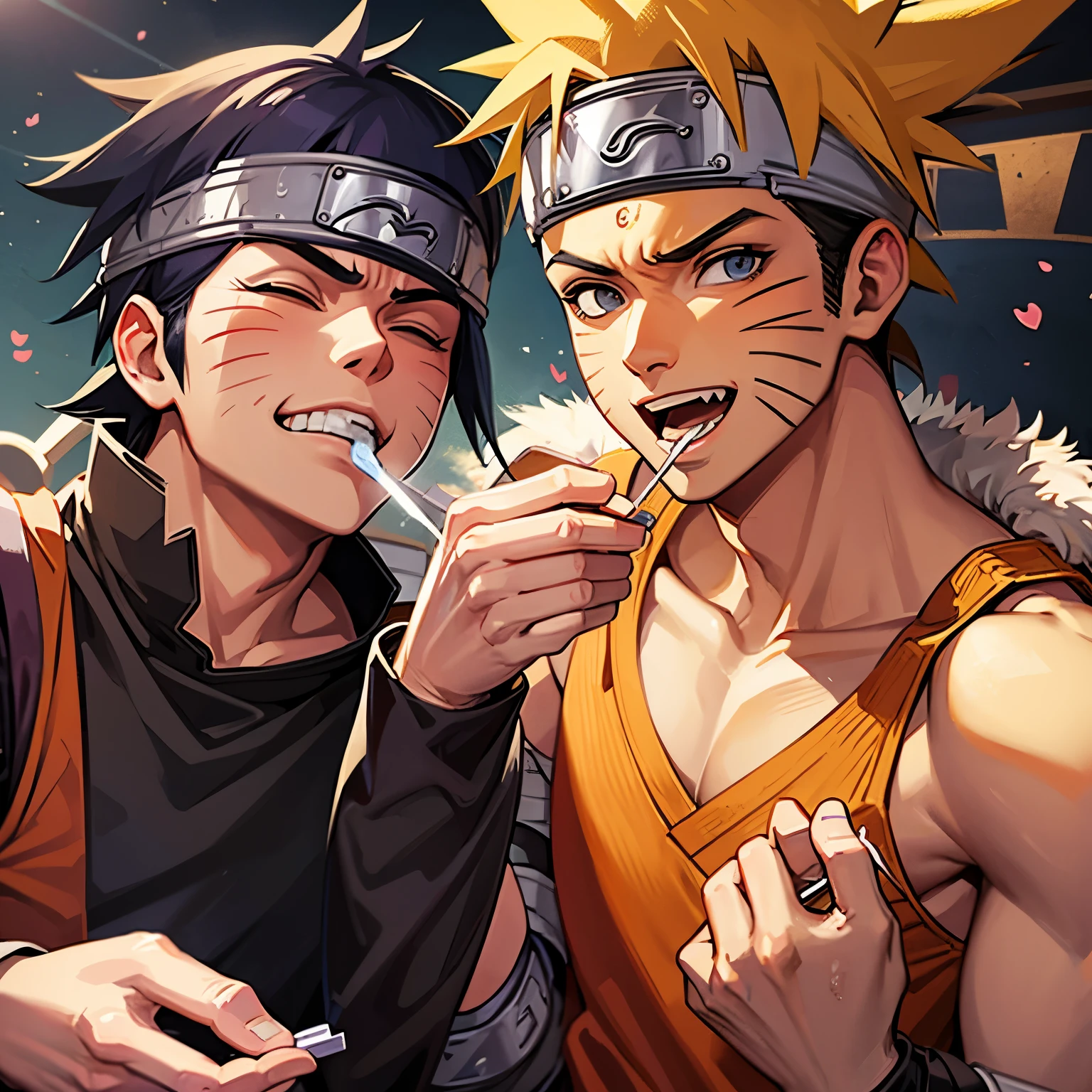 Naruto brushing his teeth 