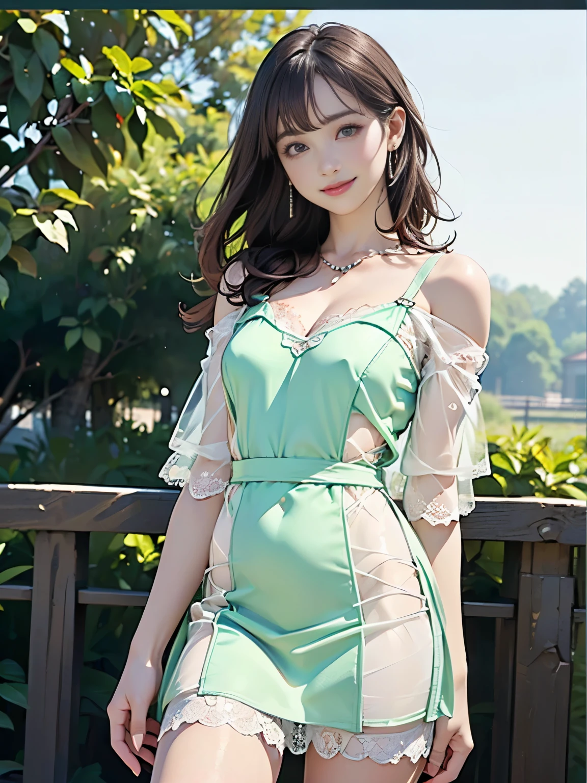 ulzzang-6500-v1.1, (RAW photo:1.2), (Photoreal), beautiful detailed girl, (See-through:1.3), (genuine: 1.4), very detailed目と顔, beautiful and detailed eyes, elegant long dress、(very kind smile:1.2)、huge file size, High resolution, very detailed, highest quality, [masterpiece:1.6], enlightenment, very detailed, nffsw, finely, highest quality, 8k wallpaper, movie lighting, 1 girl, 17 years old, perfect body shape, cute droopy eyes、beautiful big eyes、 ((muste piece)), highest quality, 1 girl, eye shadow, Upper body, portrait, ((full body shot:1.5))、