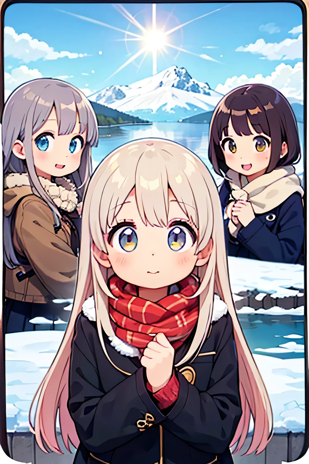 highest quality、High resolution、Detailed Background、(Beautiful face in every detail:1.4)、Anatomically correct、(Detailed facial expressions)、(Detailed eyes:1.2)、(Detailed eyes:1.2)、Beautiful, smooth skin、Beautiful women in their 20s、(Highly detailed face:1.4)、Cute color hair color、Braided long hair、Wavy Hairstyle、well-groomed eyebrows、Cute Eye Makeup、Cute Lip Makeup、In a joking manner、Do cute things、Winter Mountain、Lake Tazawa、A big smile、In the beautiful natural scenery、Spectacular natural scenery、Lake Tazawa, with its beautiful lapis lazuli surface、The snow-covered lakeside is mysterious in winter、Fit on one screen、
(Three beautiful women having fun with friends against the backdrop of a snowy mountain in the morning sun:1.5)、
For long skirts, choose shiny materials or tiered designs.、It can create a glamorous atmosphere、Try pairing a sheer top and a fluffy knit cardigan with a white monotone outfit.、We also recommend a sophisticated winter look that combines a grey ribbed knit with a blue long skirt.。The glossy feel of the skirt adds a subtle touch of glamour.、Wearing a beige no-collar coat will give you a neat and clean look.、Pair it with wide pants and short outerwear for a stylish and balanced look.、Wide pants have a loose silhouette and create a trendy look.、Tight and narrow skirts are also popular items that can create a slim silhouette.、Incorporating wintery accessories into your outfit will give you a seasonal look.、Stoles and scarves are items worn around the face, so if you choose bright colors, your face will look brighter.、Fur and boa accessories are also great for keeping you warm, so try adding them to your outfit to balance it out.