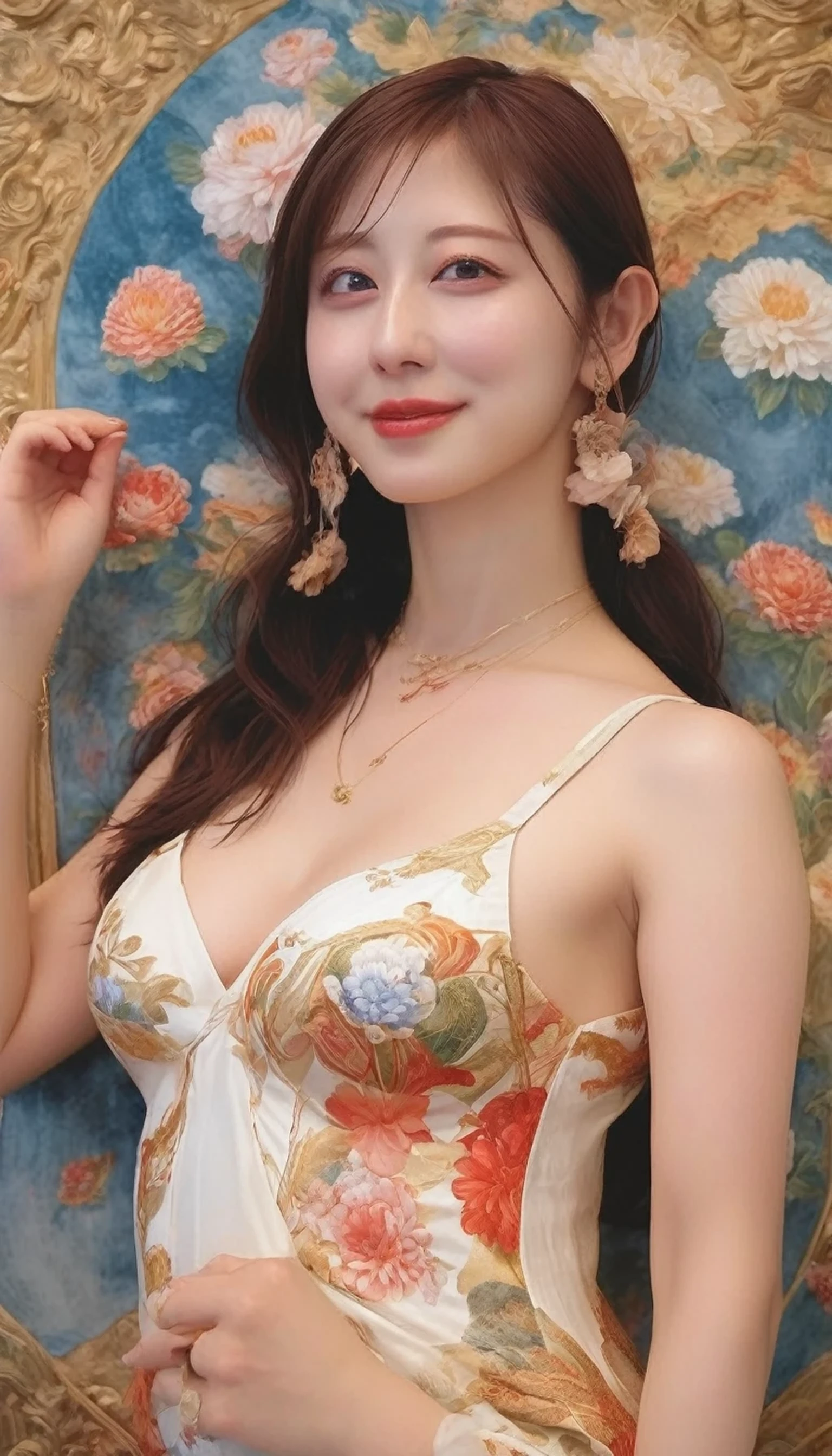 (Highest image quality, realistic depiction),(Body slippery with lotion,sweaty body),artistic all naked art,(Beautiful nude woman imitating the birth of Venus,),Colossal tits,((best character depiction,beautiful nude body)),I love perverted acts and am happy.
