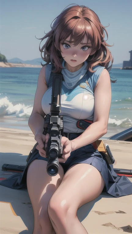 (best quality,4k,8k,highres,masterpiece:1.2),ultra-detailed,(realistic,photorealistic,photo-realistic:1.37),anime,1 girl,laying down,aiming gun,firing into distance,large gun,energy weapon,blue energy