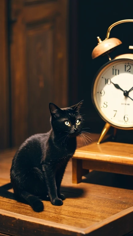 Black Cat,Antique alarm clock