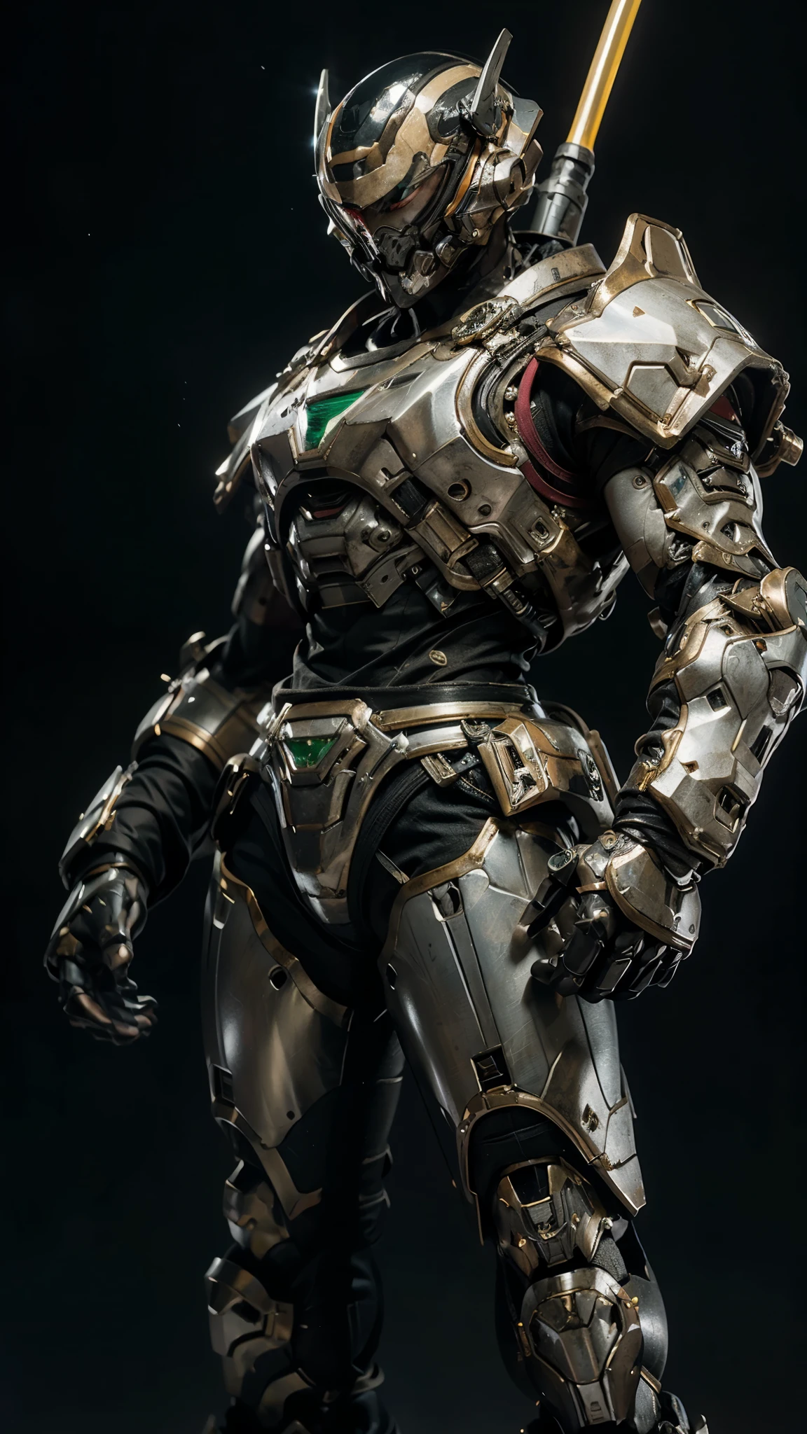 A man wearing a full-face helmet, a fantasy-style biotech armored combat suit, green eyes, (a composite layered chest armor), fully enclosed shoulder guards, matching arm and leg guards, the belt is adorned with Beetle-shaped gem, (the color scheme is primarily black with red accents), the design balances heavy with agility, a high-tech bio-mecha armor, (Armor Concept Inspired by Dynastinae, stand on the top of a skyscraper in a futuristic sci-fi city), this character embodies a finely crafted fantasy-surreal style armored hero in anime style, exquisite and mature manga art style, (element, plasma, energy, the armor glows), ((male:1.5)), metallic, real texture material, dramatic, high definition, best quality, highres, ultra-detailed, ultra-fine painting, extremely delicate, professional, perfect body proportions, golden ratio, anatomically correct, symmetrical face, extremely detailed eyes and face, high quality eyes, creativity, RAW photo, UHD, 32k, Natural light, cinematic lighting, masterpiece-anatomy-perfect, masterpiece:1.5