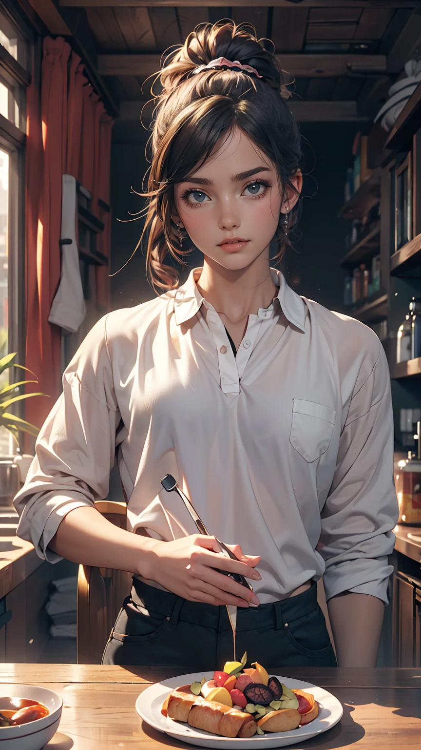 ((最high quality, 8k, masterpiece: 1.3, Ultra HD, high quality, 最high quality, High resolution, realism)) 、(High color saturation:1.0), (Very detailedな肌), (最high quality:1.0), (超High resolution:1.0) ,(Realistic:1.0), (Very detailed:1.0), (8k, RAW Photos:1.1), thin、thin, Muscular body'A toned body like an athlete's、Wear tops that reveal your underbust、My abs are ripped、I can see my belly button、Wear low rise hot pants、On the roof of a skyscraper at night