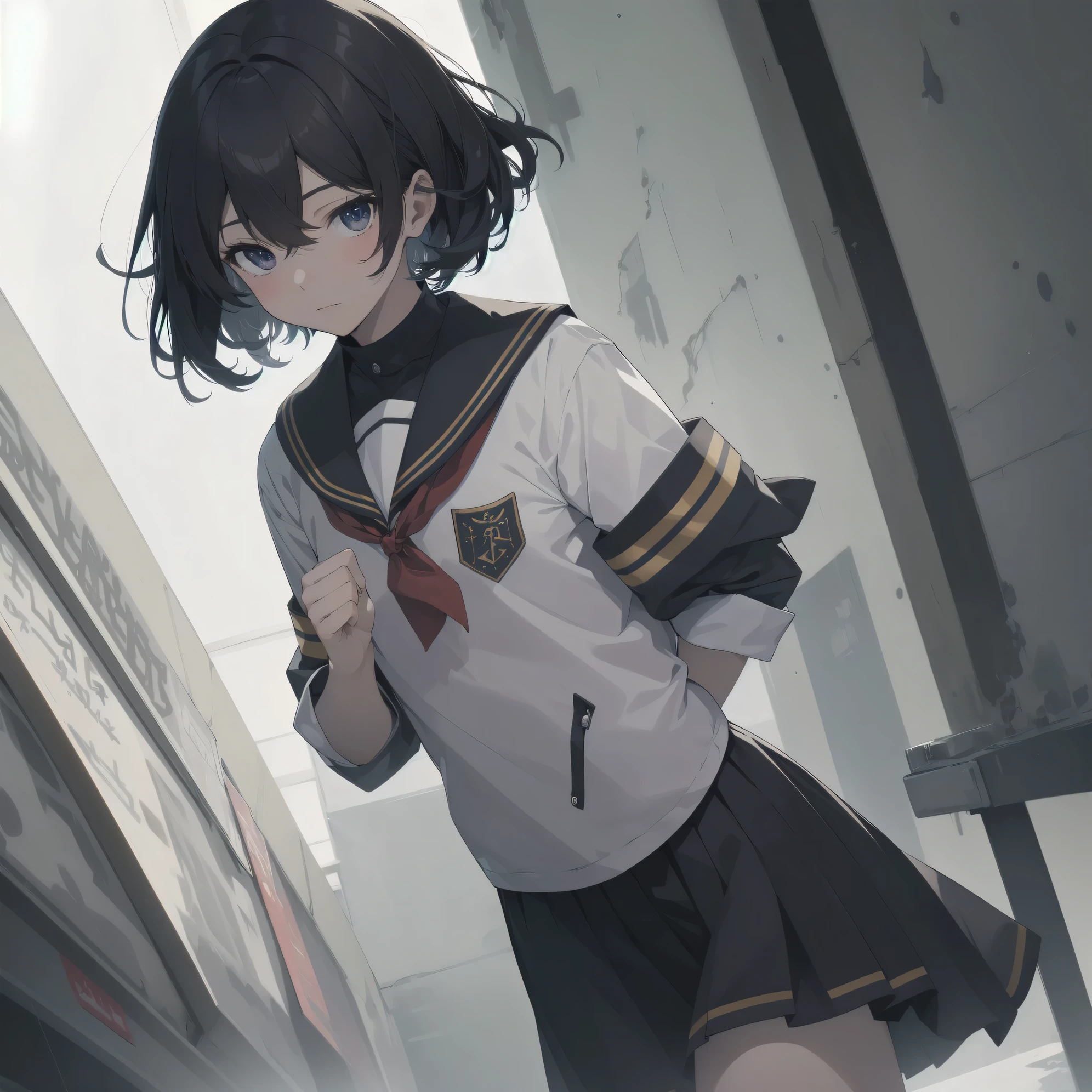 ultra-absurdres-Top quality by artist God, ultra-detailed, high resolution, anime moe artstyle, best anime 8k konachan wallpaper, pixiv contest winner, pool:2810, perfect anatomy,break, 1girl, (Please draw a girl walking sleepily to school alone. )break,(Solo,little female, 13-year-old:1.3),Full limbs, complete fingers,a junior high school student, (very short hair), short cut, flat chest, , small butt, small black eyes, beautiful detailed eyes, well-proportioned iris and pupils, expressive eyes, highres detailed hair, soft expression, salor school_uniform, sailor collar, serahuku, bow, pleated skirt,(Detailed Lighting), (Detailed background), in the School commute route. break,super detailed skin, Best cinematic lighting powered by famous artist, 8k,beauty illustration,photoshop_(medium),very aesthetic,break,((artist:houtengeki )), artist:clamp ,artist:carnelian ,artist:kantoku ,
