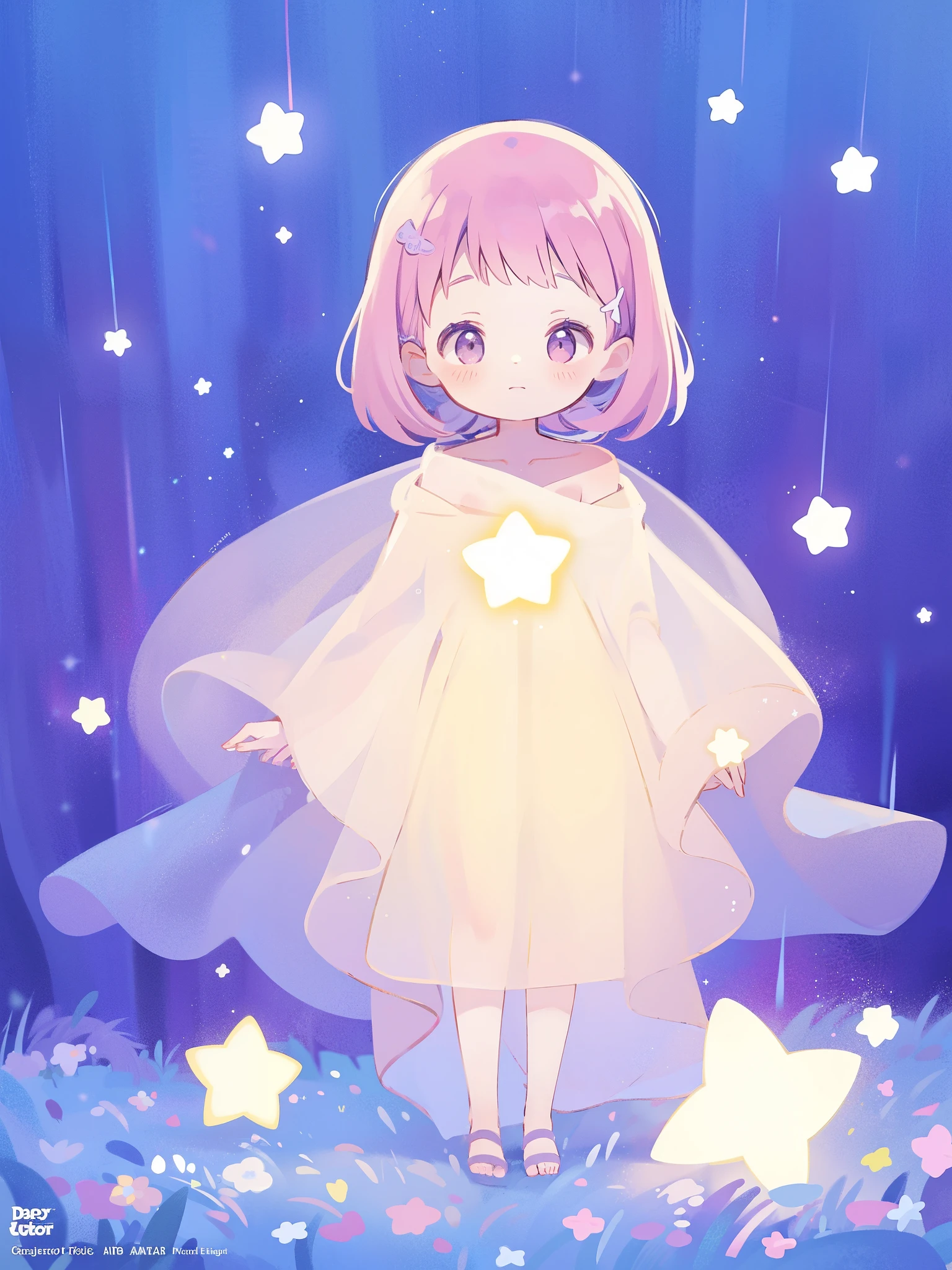 complex background, wishing star background, a woman wearing an ethereal mystical pink translucent dress that reflects the stars, perfume promo art, mystic, complex drawing, highly detailed, Covergirl brand, promo art, artistic rendition, ethereal, starry night, midjourney style