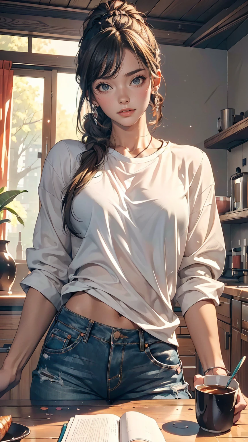 ((最high quality, 8k, masterpiece: 1.3, Ultra HD, high quality, 最high quality, High resolution, realism)) 、(High color saturation:1.0), (Very detailedな肌), (最high quality:1.0), (超High resolution:1.0) ,(Realistic:1.0), (Very detailed:1.0), (8k, RAW Photos:1.1), thin、thin, Muscular body'A toned body like an athlete's、Wear tops that reveal your underbust、My abs are ripped、I can see my belly button、Wear low rise hot pants、On the roof of a skyscraper at night