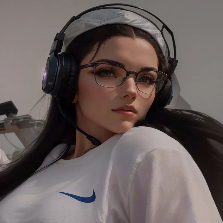 There is a woman wearing headphones and a white shirt, muscle contraction coil, foto do perfil 1024px, muscle contraction coil / jogador ludwig, magnetic years, Ele concorda, Violeta Myers, taken at the beginning of 2020, embaralhamento dos namorados, profile picture with headshot, Alanis Guillen, irelia, imagem de avatar