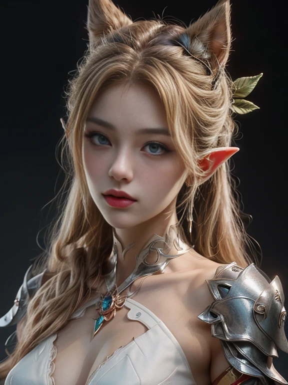 blond girl with blue eyes and red roses in her hair, concept art by Yang J, Artstation contest winner, fantasy art, extremely detailed artgerm, artgerm. high detail, artgerm detailed, artgerm. anime illustration, style artgerm, elf girl, ig model | artgerm, style of artgerm, artgerm style, 8k character details, high quality anime art, high quality illustration, detailed anime wallpapers, detailed anime art, hyper realistic, elegant, high quality realistic anime art, ((Finely drawn eyes)) [Perfectly detailed eyes((Beautiful eyes like jewels) drawn in great detail)[clearly drawn pupils]],[eye light[Precise eye lighting]],[long and beautiful eyelashes],[precisely drawn hair [Beautiful and shiny hair, detailed]], (Perfect hand-detailed [Beautiful fingers without damage [beautiful nails]]), (perfect anatomy (perfectly balanced proportions)) [[Full-length portrait]], [perfect color coordination (Accurate simulation of the interaction of light and materials)],([Precise detail](detailed, high)),[Visual art that tells a story],((highest quality)high [[High density drawing]])(4K quality)