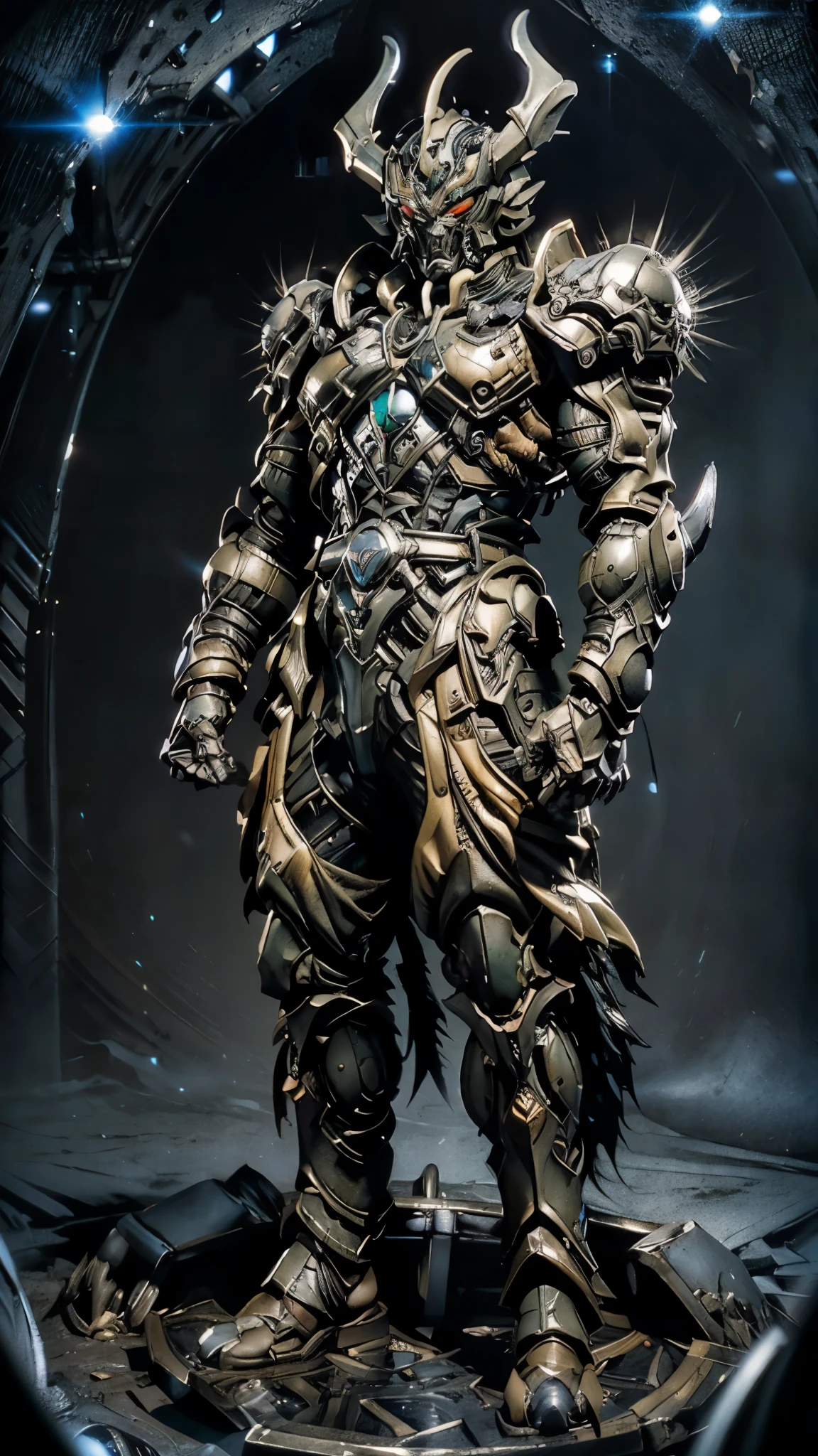 A man wearing a full-face helmet, a fantasy-style biotech armored combat suit, green eyes, (a composite layered chest armor), fully enclosed shoulder guards, matching arm and leg guards, the belt is adorned with Beetle-shaped gem, (the color scheme is primarily black with red accents), the design balances heavy with agility, a high-tech bio-mecha armor, (Armor Concept Inspired by Dynastinae, stand on the top of a skyscraper in a futuristic sci-fi city), this character embodies a finely crafted fantasy-surreal style armored hero in anime style, exquisite and mature manga art style, (element, plasma, energy, the armor glows), ((male:1.5)), metallic, real texture material, dramatic, high definition, best quality, highres, ultra-detailed, ultra-fine painting, extremely delicate, professional, perfect body proportions, golden ratio, anatomically correct, symmetrical face, extremely detailed eyes and face, high quality eyes, creativity, RAW photo, UHD, 32k, Natural light, cinematic lighting, masterpiece-anatomy-perfect, masterpiece:1.5