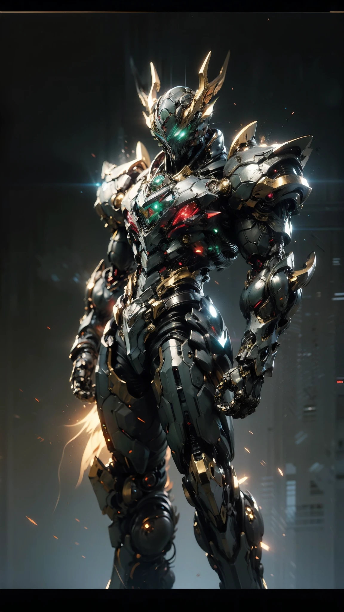 A man wearing a full-face helmet, a fantasy-style biotech armored combat suit, green eyes, (a composite layered chest armor), fully enclosed shoulder guards, matching arm and leg guards, the belt is adorned with Beetle-shaped gem, (the color scheme is primarily black with red accents), the design balances heavy with agility, a high-tech bio-mecha armor, (Armor Concept Inspired by Dynastinae, stand on the top of a skyscraper in a futuristic sci-fi city), this character embodies a finely crafted fantasy-surreal style armored hero in anime style, exquisite and mature manga art style, (element, plasma, energy, the armor glows), ((male:1.5)), metallic, real texture material, dramatic, high definition, best quality, highres, ultra-detailed, ultra-fine painting, extremely delicate, professional, perfect body proportions, golden ratio, anatomically correct, symmetrical face, extremely detailed eyes and face, high quality eyes, creativity, RAW photo, UHD, 32k, Natural light, cinematic lighting, masterpiece-anatomy-perfect, masterpiece:1.5