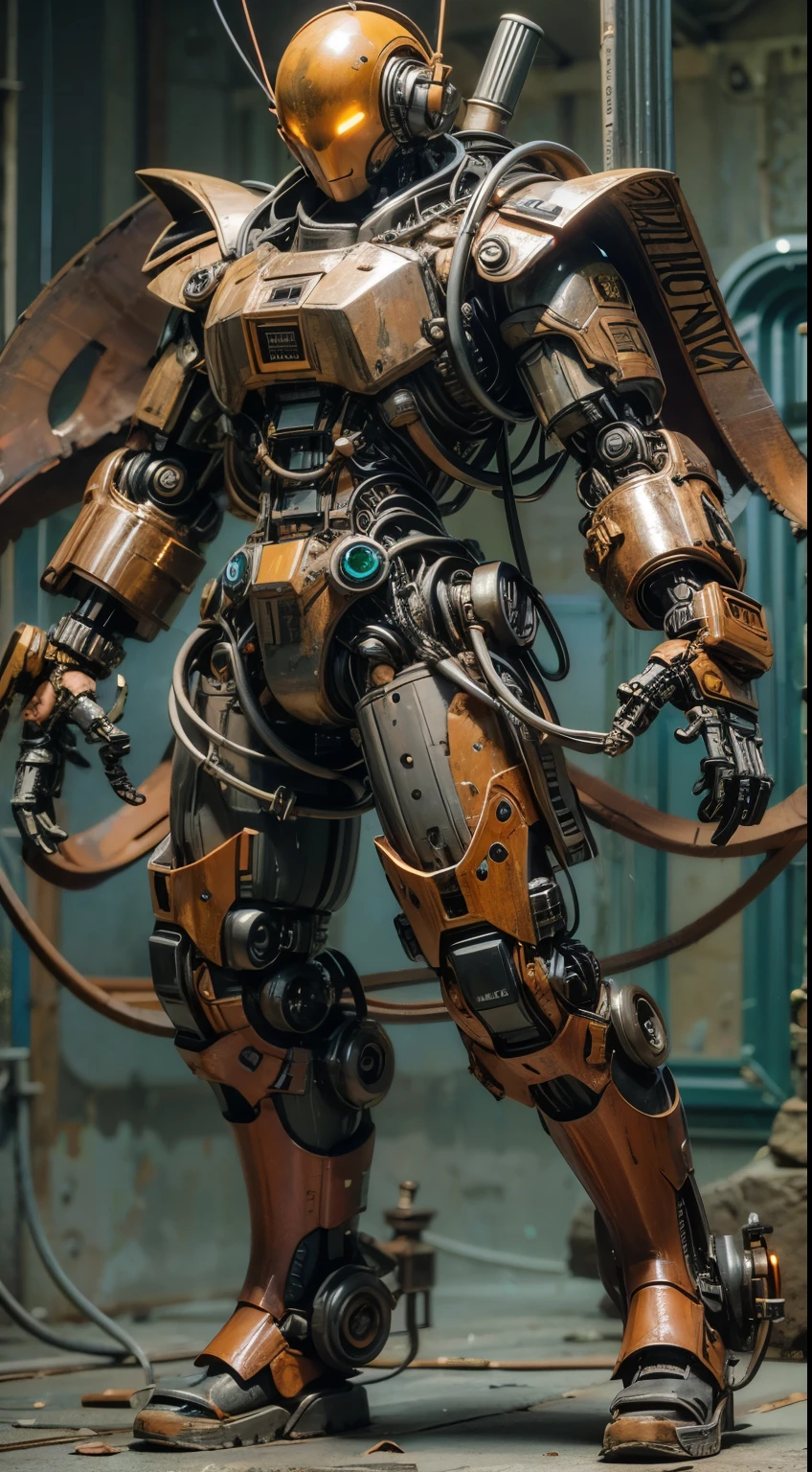 dark_Fantasy,cyber punk,(Chainsaw,Chainsaw man,red:1.1),1 person,Wonders of the machine,Robotic presence,Cybernetic Guardian, wearing a worn-out mech suit, Complex, (Steel Metal [Rusted]), elegant, Clear focus, New Star Ambassador Contest, Elf Girl , 究極にComplex詳細、Extremely realistic texture、Wearing Mecca Armor