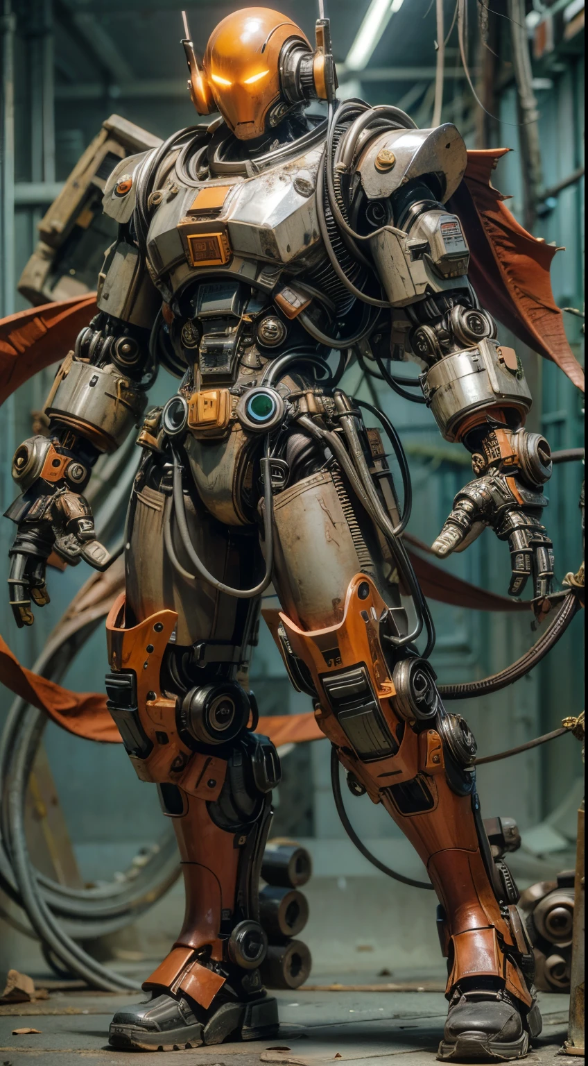 dark_Fantasy,cyber punk,(Chainsaw,Chainsaw man,red:1.1),1 person,Wonders of the machine,Robotic presence,Cybernetic Guardian, wearing a worn-out mech suit, Complex, (Steel Metal [Rusted]), elegant, Clear focus, New Star Ambassador Contest, Elf Girl , 究極にComplex詳細、Extremely realistic texture、Wearing Mecca Armor