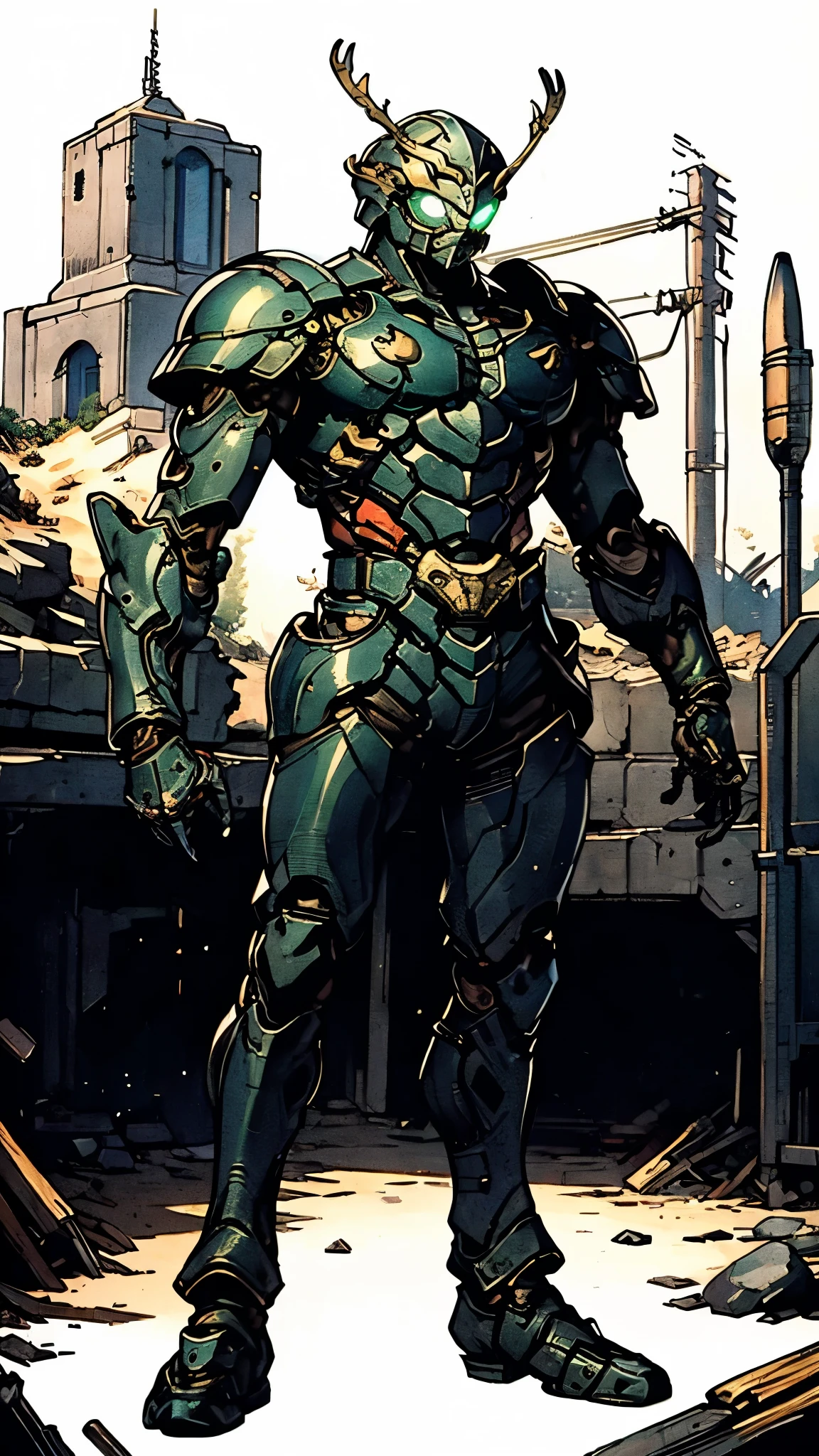 A man wearing a full-face helmet, a fantasy-style biotech armored combat suit, green eyes, (a composite layered chest armor), fully enclosed shoulder guards, matching arm and leg guards, the belt is adorned with Beetle-shaped gem, (the color scheme is primarily black with red accents), the design balances heavy with agility, a high-tech bio-mecha armor, (Armor Concept Inspired by Dynastinae, stand on the top of a skyscraper in a futuristic sci-fi city), this character embodies a finely crafted fantasy-surreal style armored hero in anime style, exquisite and mature manga art style, (element, plasma, energy, the armor glows), ((male:1.5)), metallic, real texture material, dramatic, high definition, best quality, highres, ultra-detailed, ultra-fine painting, extremely delicate, professional, perfect body proportions, golden ratio, anatomically correct, symmetrical face, extremely detailed eyes and face, high quality eyes, creativity, RAW photo, UHD, 32k, Natural light, cinematic lighting, masterpiece-anatomy-perfect, masterpiece:1.5