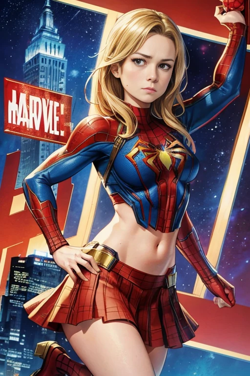 Cameron Diaz、Marvel Comics Movie Poster, Very beautiful, Movies about Spiderman, sexy, whole body, I'm wearing a skirt、Premiere date, Poster、belly buttonを突き出す、new york、She's wearing a torn Spider-Man suit,The suit is torn、Wearing a skirt、 Red and black color scheme,dynamic、masterpiece、highest quality、Ultra-detailed、Very detailed、A delicate and beautiful shine、超A high resolution、Cinematic,Break,Breakdrop,(Torn clothes:1.5), (Wet clothes:1.4), Bare shoulders,Real Rain,Wet Hair,belly button、Exposing Skin、Showing off her sexy shoulders