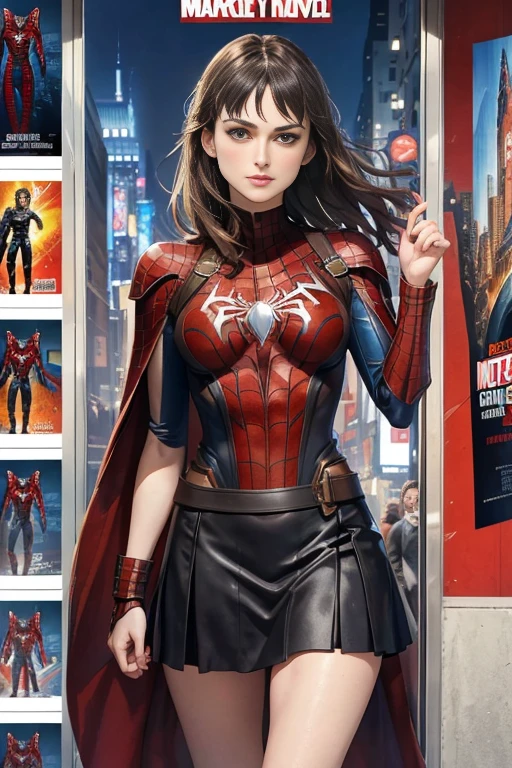 Olivia Wilde、マーベルコミックの映画Poster、so beautiful、Movies about Spider-Man、sexy、whole body、Wearing a skirt、Premiere Date、Poster、belly buttonを突き出す、new york、She's wearing a ripped Spiderman suit、The suit is torn、Wearing a skirt、Red and black color scheme、dynamic、masterpiece、highest quality、Super detailed、Very detailed、Delicate and beautiful shine、Ultra-high resolution、Cinematic、break、breakドロップ、(Torn clothes:1.5)、(Wet clothes:1.4)、Bare shoulders、Real Rain、Wet Hair、belly button、Exposed Skin、sexyな肩を披露
