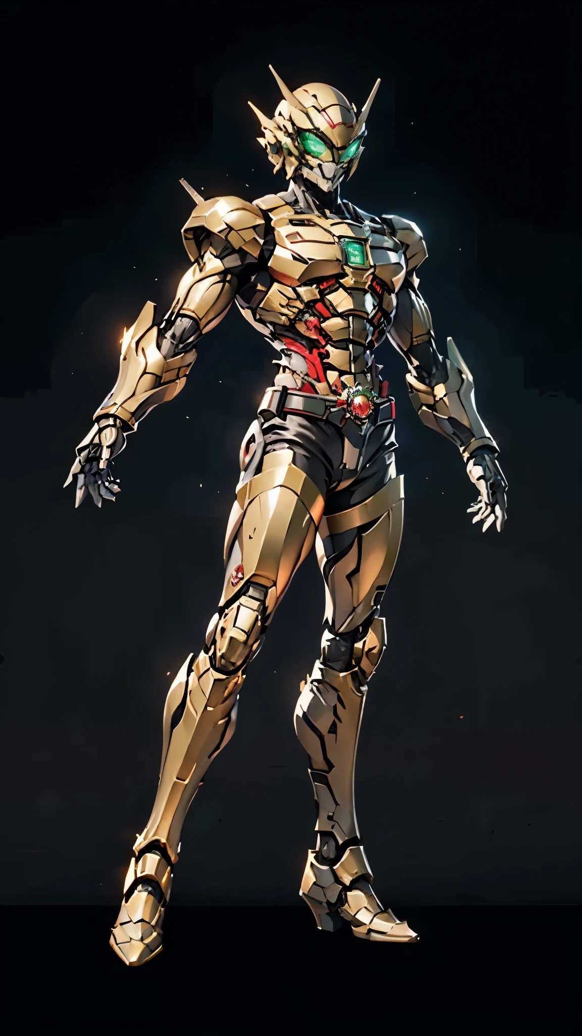 A man wearing a full-face helmet, a fantasy-style biotech armored combat suit, green eyes, (a composite layered chest armor), fully enclosed shoulder guards, matching arm and leg guards, the belt is adorned with Beetle-shaped gem, (the color scheme is primarily black with red accents), the design balances heavy with agility, a high-tech bio-mecha armor, (Armor Concept Inspired by Dynastinae, stand on the top of a skyscraper in a futuristic sci-fi city), this character embodies a finely crafted fantasy-surreal style armored hero in anime style, exquisite and mature manga art style, (element, plasma, energy, the armor glows), ((male:1.5)), metallic, real texture material, dramatic, high definition, best quality, highres, ultra-detailed, ultra-fine painting, extremely delicate, professional, perfect body proportions, golden ratio, anatomically correct, symmetrical face, extremely detailed eyes and face, high quality eyes, creativity, RAW photo, UHD, 32k, Natural light, cinematic lighting, masterpiece-anatomy-perfect, masterpiece:1.5