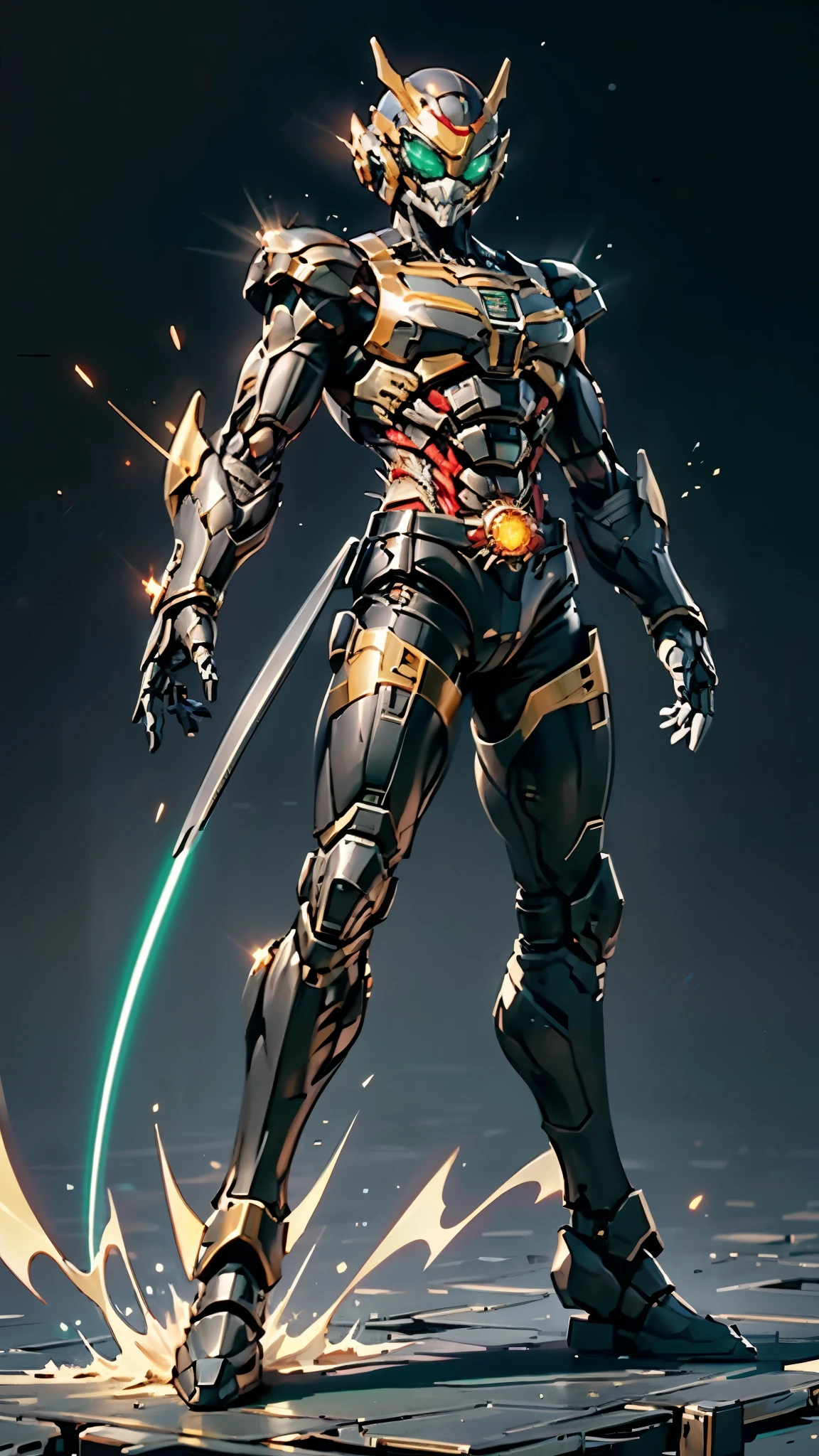 A man wearing a full-face helmet, a fantasy-style biotech armored combat suit, green eyes, (a composite layered chest armor), fully enclosed shoulder guards, matching arm and leg guards, the belt is adorned with Beetle-shaped gem, (the color scheme is primarily black with red accents), the design balances heavy with agility, a high-tech bio-mecha armor, (Armor Concept Inspired by Dynastinae, stand on the top of a skyscraper in a futuristic sci-fi city), this character embodies a finely crafted fantasy-surreal style armored hero in anime style, exquisite and mature manga art style, (element, plasma, energy, the armor glows), ((male:1.5)), metallic, real texture material, dramatic, high definition, best quality, highres, ultra-detailed, ultra-fine painting, extremely delicate, professional, perfect body proportions, golden ratio, anatomically correct, symmetrical face, extremely detailed eyes and face, high quality eyes, creativity, RAW photo, UHD, 32k, Natural light, cinematic lighting, masterpiece-anatomy-perfect, masterpiece:1.5