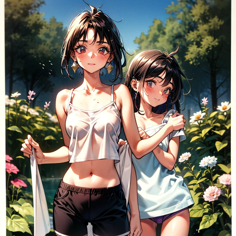 Cool girl、Boyish Girl、Sporty、tits、Wet and transparent、Wet, see-through clothes、camisole is wet and her underwear is visible、Navel Reveal Style、I have a towel、Wet、oil、slimy、Very short hair、black hair color、Shorts、
、high school girl、Gal、brown skin、garden、Pool、tall、Slender beauty、Curved waist、well tanned、Beautiful clavicle、Very slim body、Middle Eastern Girl、Earrings、High contrast、Narrow dynamic range