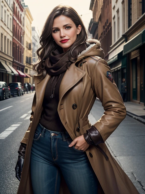 Cameron Diaz、(masterpiece:1.0), (Highest_quality:1.2), (Dark Shot:1.3), Classic Rogue, 1991 Rogue X-Men, 1 girl, Only 1, Head to Toe, standing on street corner, Elegant pose, (clothing: Brown winter coat, Brown color hood, Down lining, White scarf, gloves, jeans) Medium length hair, Brown Hair, Wavy Hair, One gray hair, Green Eyes, Mischievous look, Grin, Lips parted, Red lipstick, Heavy makeup, Confident expression, Backlight, (realism: 1.5), (Realistic: 1.4), (Disorganized:1.4), 8k, Very detailed, Detailed beautiful woman, (background: Midnight, it's snowing, On the streets of New York, Snowy Night), Official Art, Very detailed CG Unity 8k wallpaper, Perfect lighting, colorful, 超High resolution, photograph, 8k, High resolution, Kodak Portrait 400, Film Grain, blurry background, (Bokeh:1.2), (Vibrant_color:1.2), Film Grain:1.2, (Warm colors, Warm Tones:1.2), (color photo), Professional Photograph