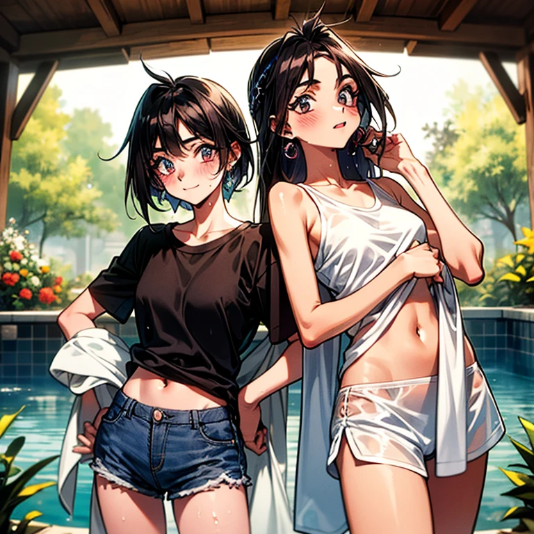 Cool girl、Boyish Girl、Sporty、tits、Wet and transparent、Wet, see-through clothes、camisole is wet and her underwear is visible、Navel Reveal Style、I have a towel、Wet、oil、slimy、Very short hair、black hair color、Shorts、
、high school girl、Gal、brown skin、garden、Pool、tall、Slender beauty、Curved waist、well tanned、Beautiful clavicle、Very slim body、Middle Eastern Girl、Earrings、High contrast、Narrow dynamic range