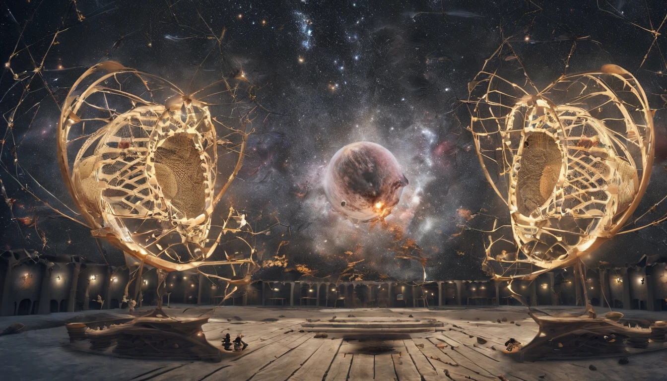 first,The parallel universe can be thought of as a giant beehive system,Each hive represents a possible universe。In each hive,There are countless possibilities,Each possibility represents a different event、Choices and Results。Each choice is like choosing a path in a hive.,The other paths not chosen correspond to other possible universes。
1. **Hive structure**:Describe the structure of the entire universe model,It can be likened to a complex network consisting of countless beehives.。Each hive represents a possible universe,The hives are connected to each other in some way.,Form a whole。
2. **Choices and consequences**:Describe the choices faced by individuals or characters in each hive,and the different outcomes that each choice may lead to。These Choices and Results can be physical actions、Thinking Decision、Even the interactions between universes。
3. **Role and identity**:Describe the roles or individuals in each hive,and their identities、Features and goals。These characters can be human、animal、Alien life, etc.,They may have different identities and destinies in different universes.。
4. **Interaction and influence**:Describe the interactions and impacts between different hives,That is, how the choices of one universe affect the development and outcomes of other universes。This could involve information transfer between parallel universes、Energy exchange mechanisms。
5. **Stability and dynamics of the model**:Describing the stability and dynamics of cosmological models,That is, the possible changes between universes、Evolution and Steady State。This can involve the interaction between parallel universes、Evolutionary laws, etc.。
Through these descriptions,Constructing a more comprehensive and detailed model of parallel universes,So as to better understand and explore the mysteries and possibilities。