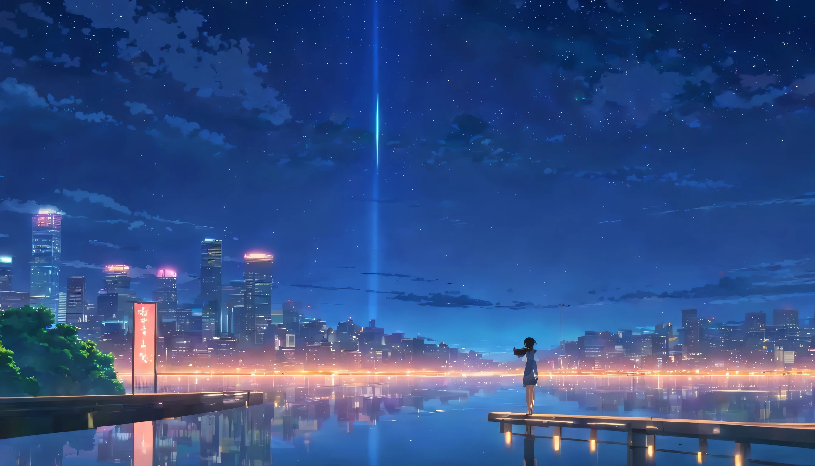 Beautiful night view with a sad atmosphere of heartbreak