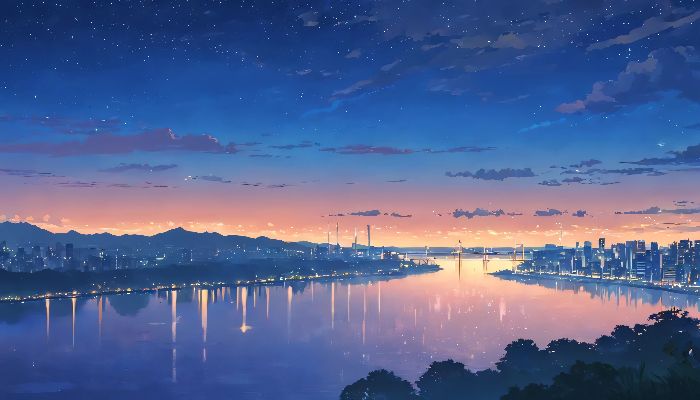 Beautiful night view with a sad atmosphere of heartbreak