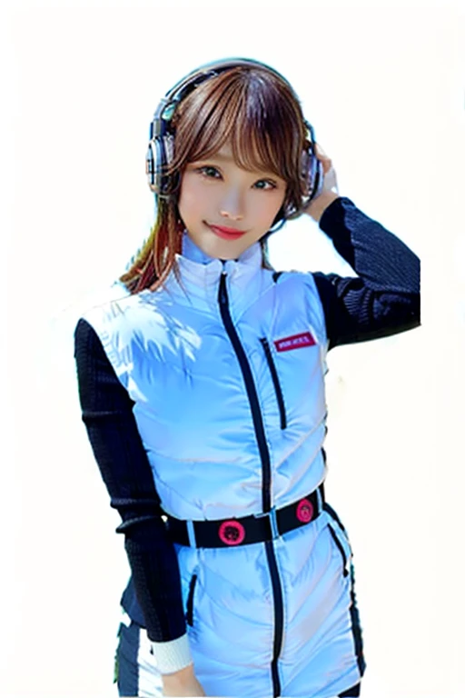 (8k、Raw photo、highest quality、masterpiece:1.2)、(Realistic、Photorealistic:1.37)、Ultra-detailed、超A high resolution、BREAK inside space station ,inside spacecraft, BREAK 1 girl、Seeing the viewer、Beautifully detailed face、Laughter、narrow、(Narrow waist) :1.3)、((Red shirt outfit))、Beautifully detailed skin、Skin Texture、Floating Hair、((Tie your hair together))、Shapely large breasts、Professional Lighting、In front of the station at noon、Human whole body、Brown Hair、((The line is busy))、BREAK ((Detailed face, Professional photography)), Ultra-high resolution, (Realistic: 1.4), RAW Photos, highest quality, (PhotoRealistic Stick), concentrate, Soft Light,masterpiece, highest quality, Very detailed, 8K, BREAK (arms behind back):5,(arms up behind):1, (black sleeves):10,(black long tightfit sleeves) BREAK (headphone):10 (metallic gray astrovest), (metallic luster mirror finish astrovest):2,belt, BREAK blush:3,smile,look at viewer,(Blunt bangs),(black hair):2,(long hair):1.3 (drooping eyes),(Young Face), BREAK Portrait,(solo),1girl,(Caucasian):10,(android girl):1.4,Plump:0.7, ((25 years old)), ((Japanese)), BREAK (hidden hand):10, BREAK (Written boundary depth,futuristic space station,,space station,Bomi,neotech,bing_astronaut