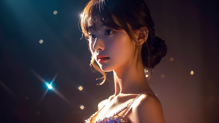 highest quality, masterpiece, One girl,k-pop, whole body, Very delicate and beautiful girl, 8k wallpaper, Beautiful fine details, Beautiful sparkle, Cinema Lighting