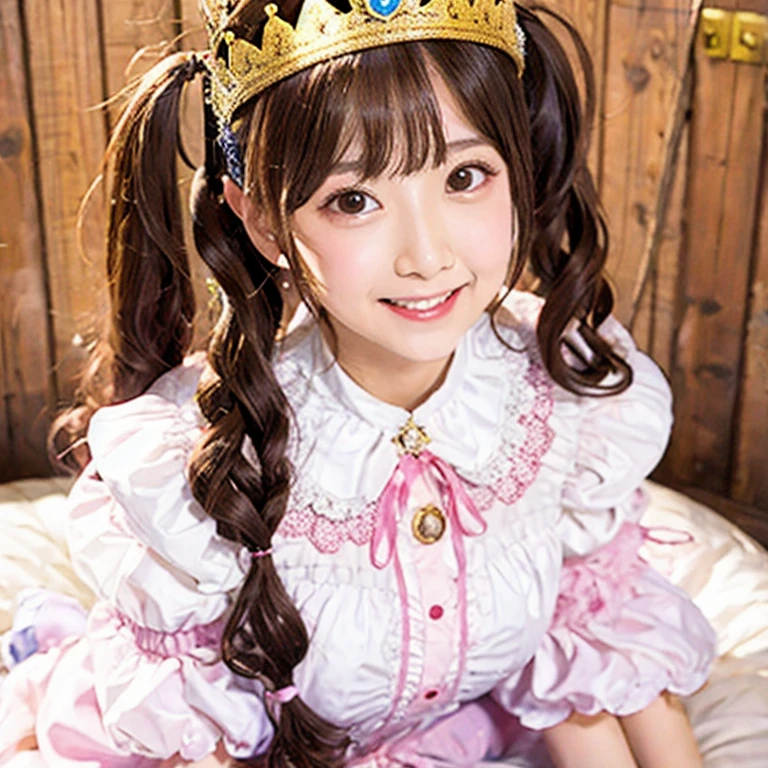 (masterpiece, best quality:1.2), solo,twin tails,magical girl,futon,crown,