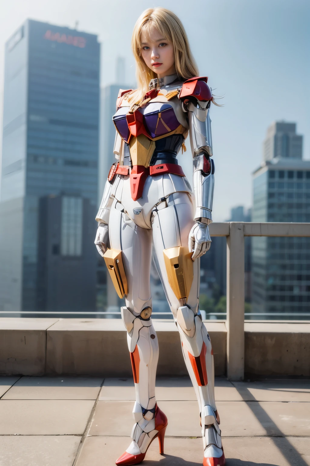 (masterpiece, best quality:1.2), (8k uhd, 16k, 32k, ultra high res), (photorealistic:1.37), (RAW photo), ultimate-realistic, ultimate-realistic details, ultimate-realistic texture, ultimate-intricate details, ultimate-realistic lighting, ultimate-realistic shadow, japanese girl, ultimate-cute face, ultimate-RAW skin, ultimate-realistic eyes, (mechanical:1.4), (armor), full body, wide shot, realistic background