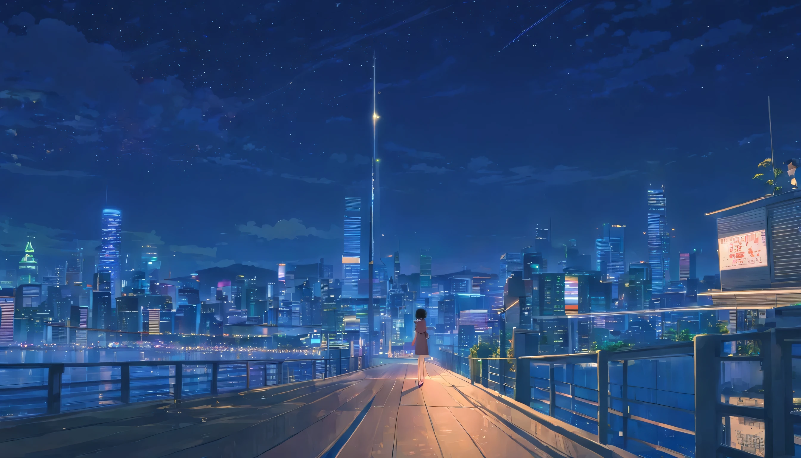 Beautiful night view with a sad atmosphere of heartbreak