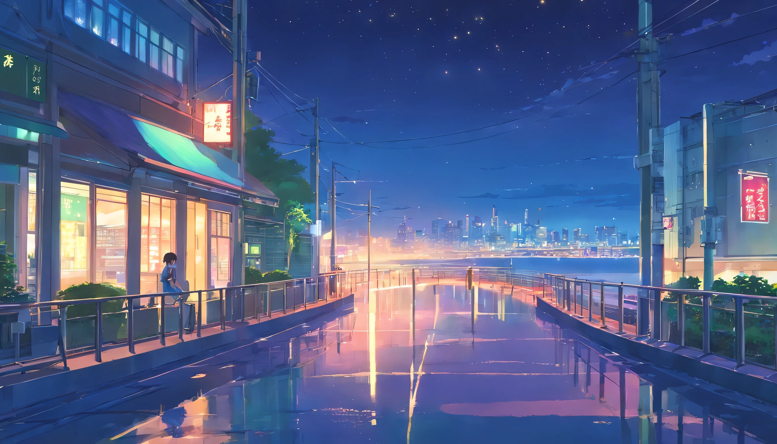 Beautiful night view with a sad atmosphere of heartbreak