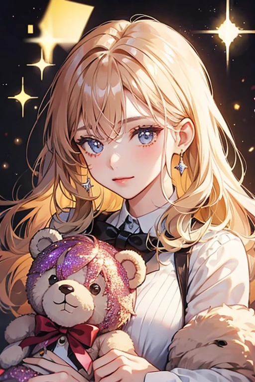 girl, teddy bear. SPARKLE; GLITTER
