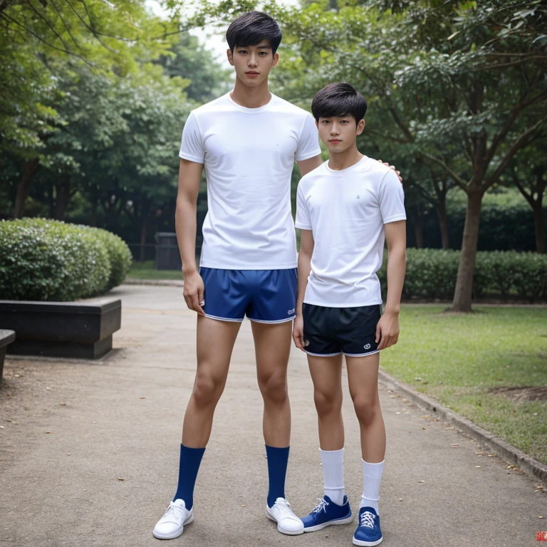 teenagers , young , light-skin , wearing an dark blue sexy underwear, tmasterpiece,k hd,the feet,black long socks,The barefoot , blue colour , handsome and cute , extreme cute boy , white skin , dark blue underwear boxers shorts , extremely tall and cute boy ,oppa model , handsome model , full body , dark blue boxers underwears short shorts , black socks , white light-skin , Chinese model , young boy , white skin , handsome and extremely cute , blue boxers underwear shorts , long black socks , handsome model , at the park , outdoor , model oppa , long legs , jogging , people around , high knee black socks ,black long socks , stand up , extremely tall , extremely high , blue underwears , blue sports underwear , long black socks , clean and white legs , Chinese model , extremely long legs , clean and white thigh , heavy bulge , kid face , baby face , wearing t-shirt , blue underwears boxers , light and white skin , Chinese model , strike a pose , sexy pose , horny boy , high knee black socks , long black socks , youth , detailed handsome chinese face , clean and white body , standing up , chinese cute face , size different , height different , more taller than other boy , height comparison