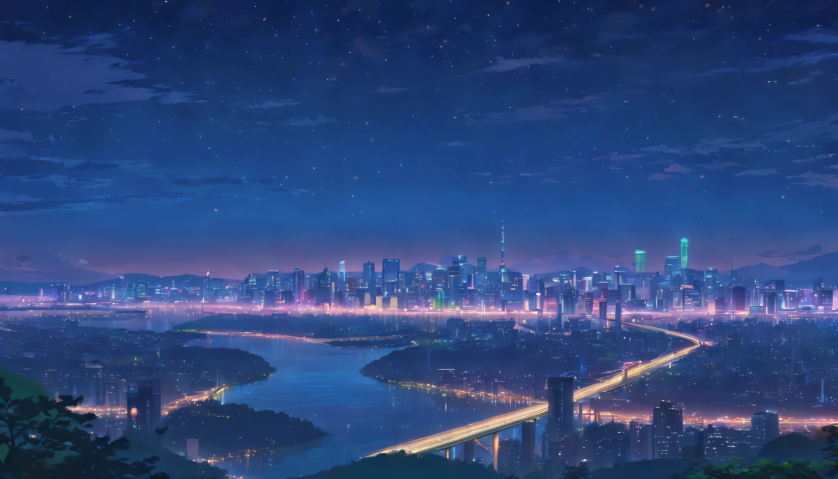Beautiful night view with a sad atmosphere of heartbreak