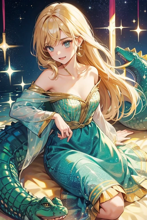 girl, crocodilian, . SPARKLE; GLITTER