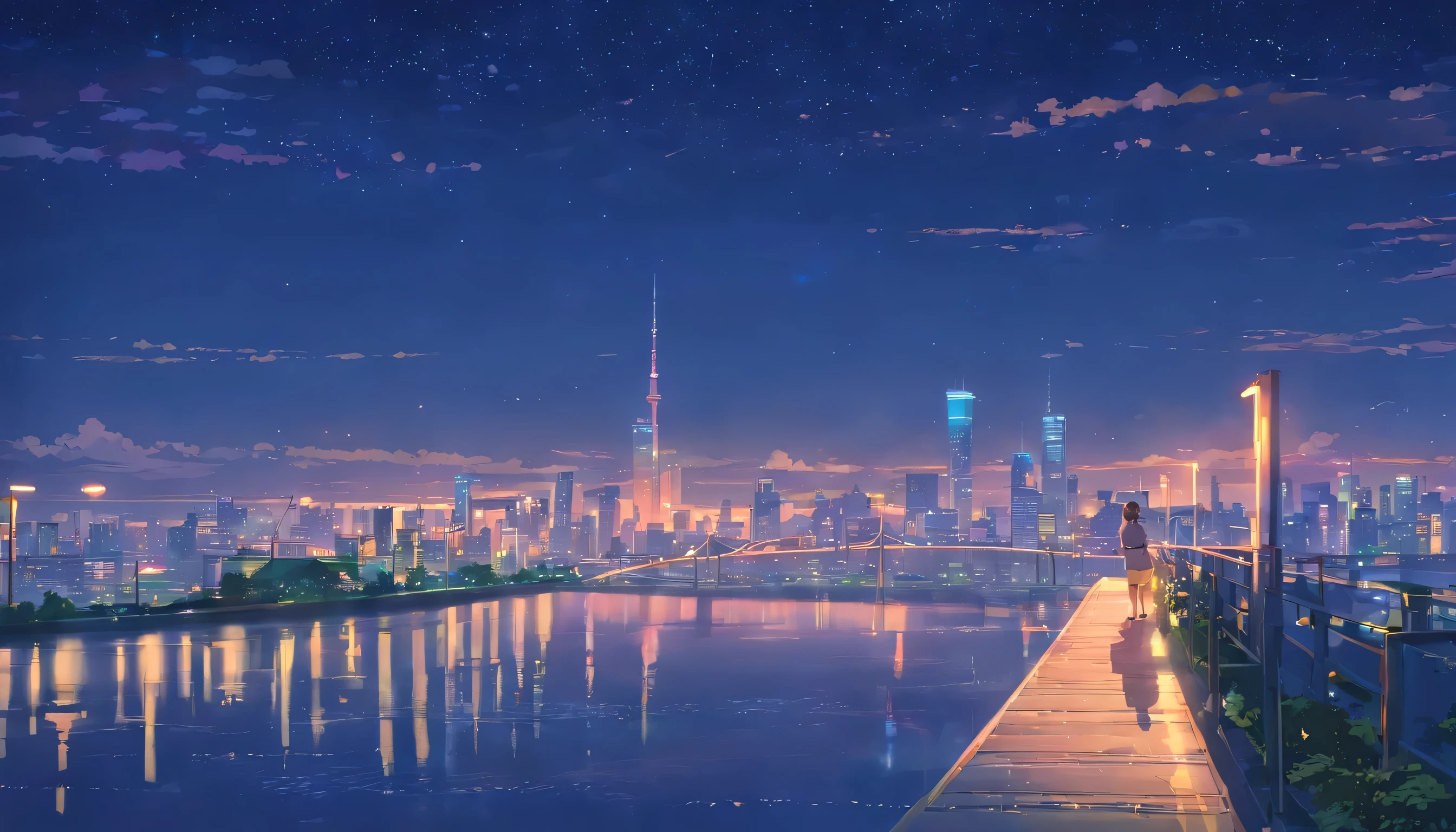 Beautiful night view with a sad atmosphere of heartbreak