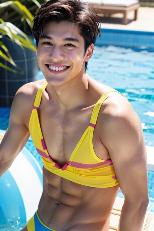 male　Age 29 swimwear smiling