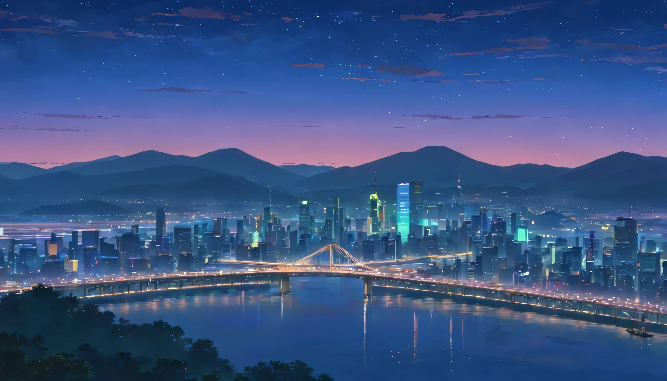 Beautiful night view with a sad atmosphere of heartbreak