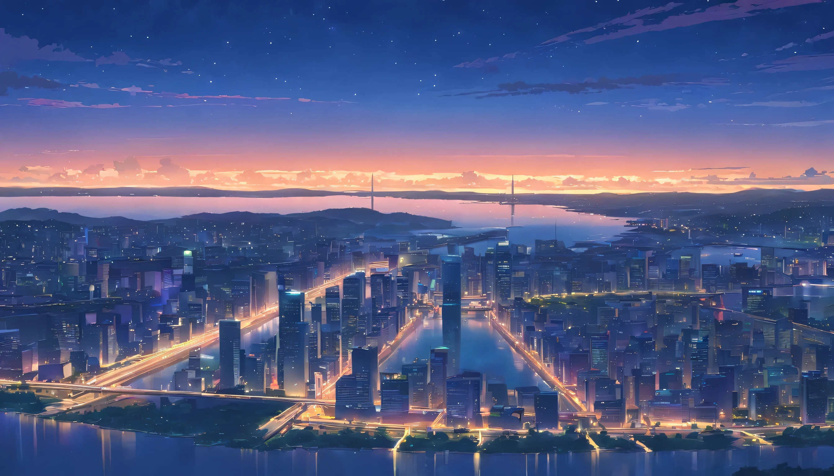 Beautiful night view with a sad atmosphere of heartbreak