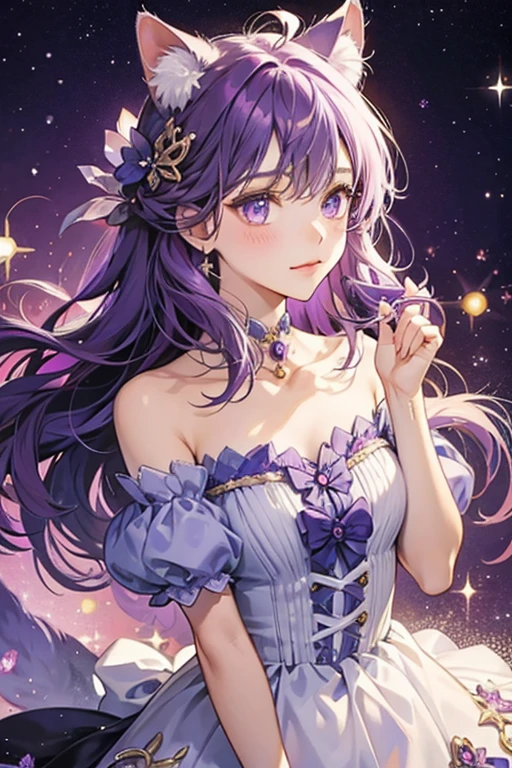 Purple girl cat. SPARKLE; GLITTER