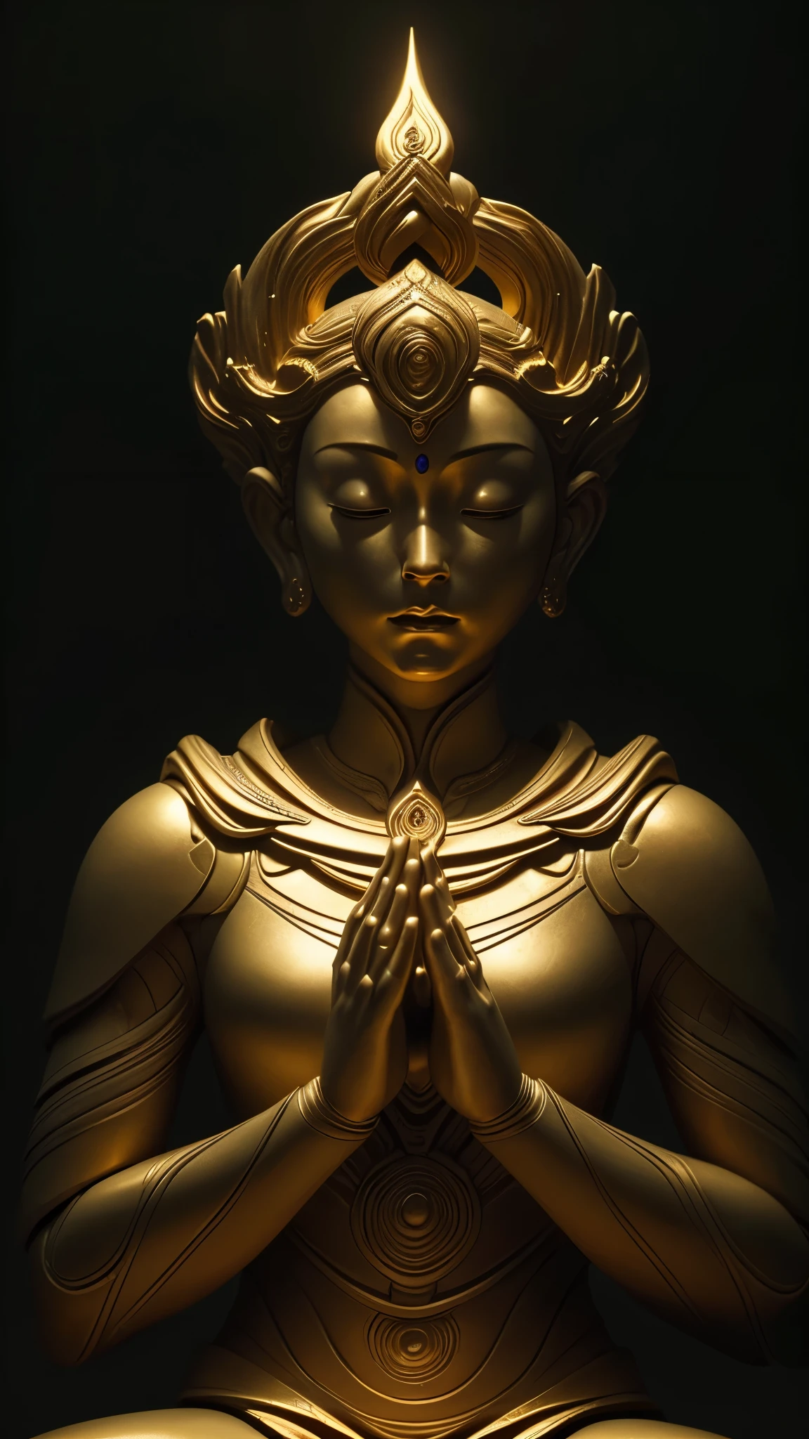 beautiful figure in meditation, esplendor, claro escuro, cinematic lighting
