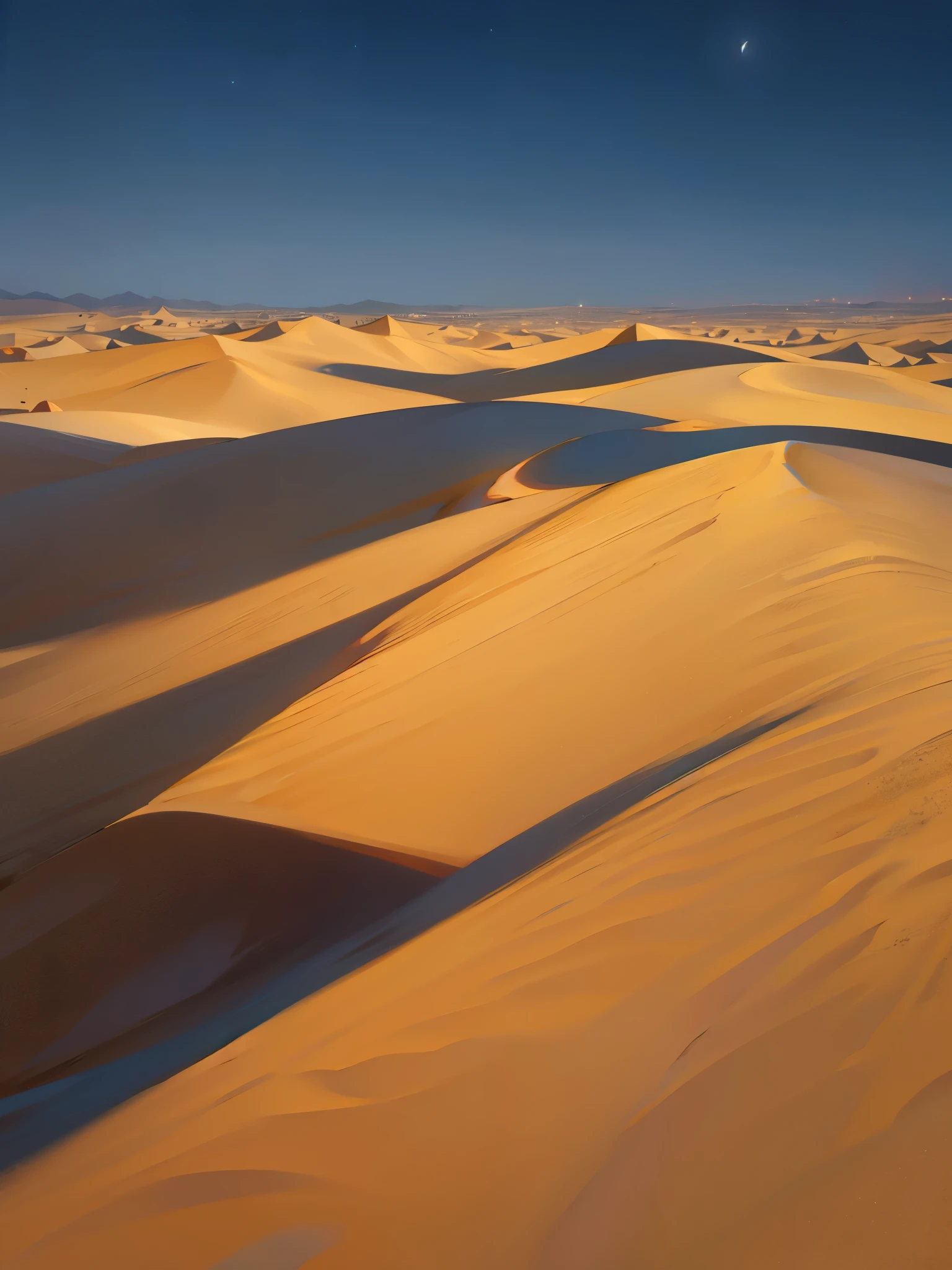 calm night desert, no people, cinematic.