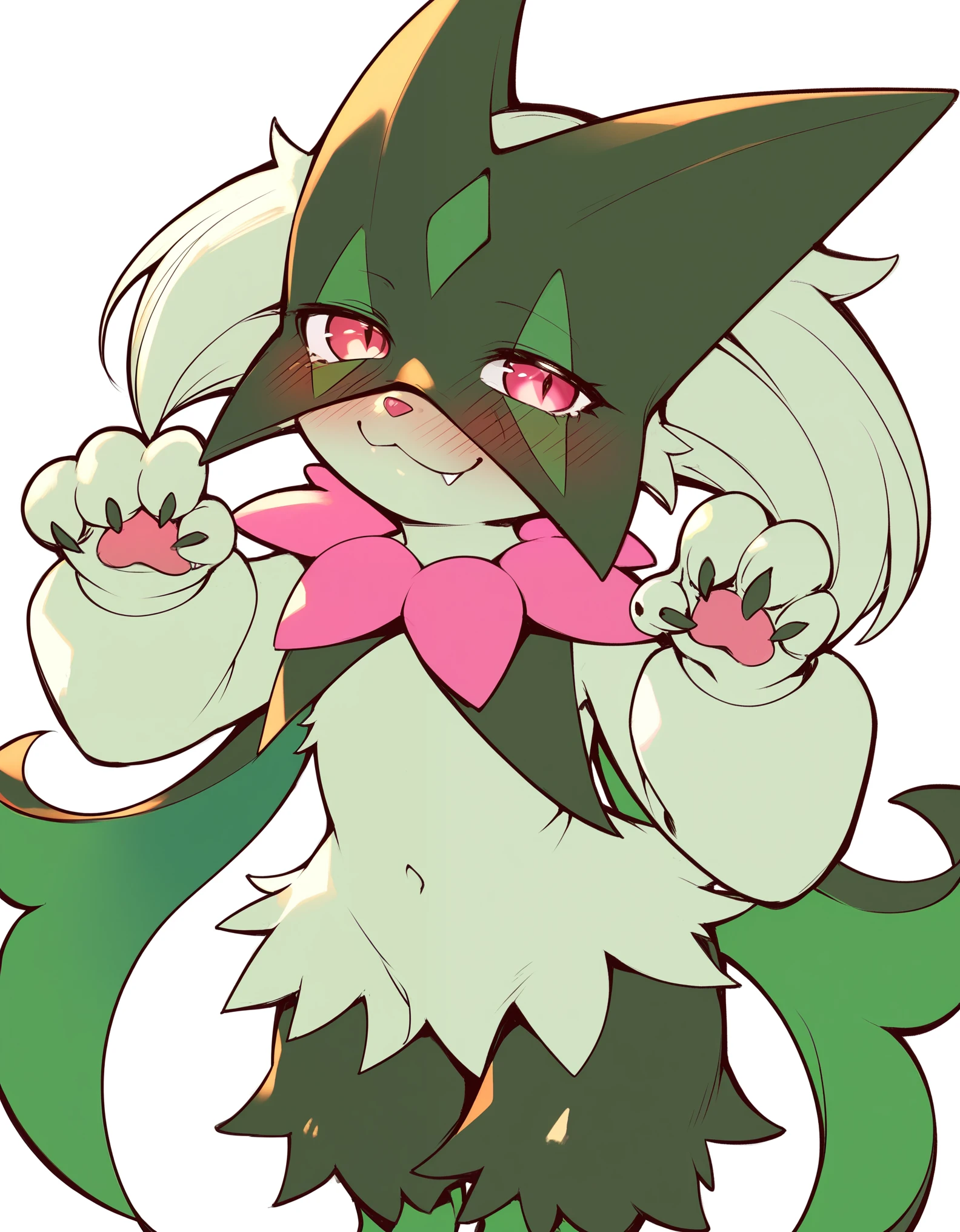 score_9, score_8_up, score_7_up, score_6_up, Meow Scarada,Solo,pokemon,Masterpieces,High Detail,blush,s whole body,Smile,(face covered in brass:1.2),cute style,shota,paw pose,