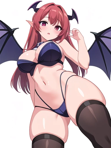 masterpiece, best quality, solo, seductive pose, random pose, ((white background)), large , succubus, from below, m legs,